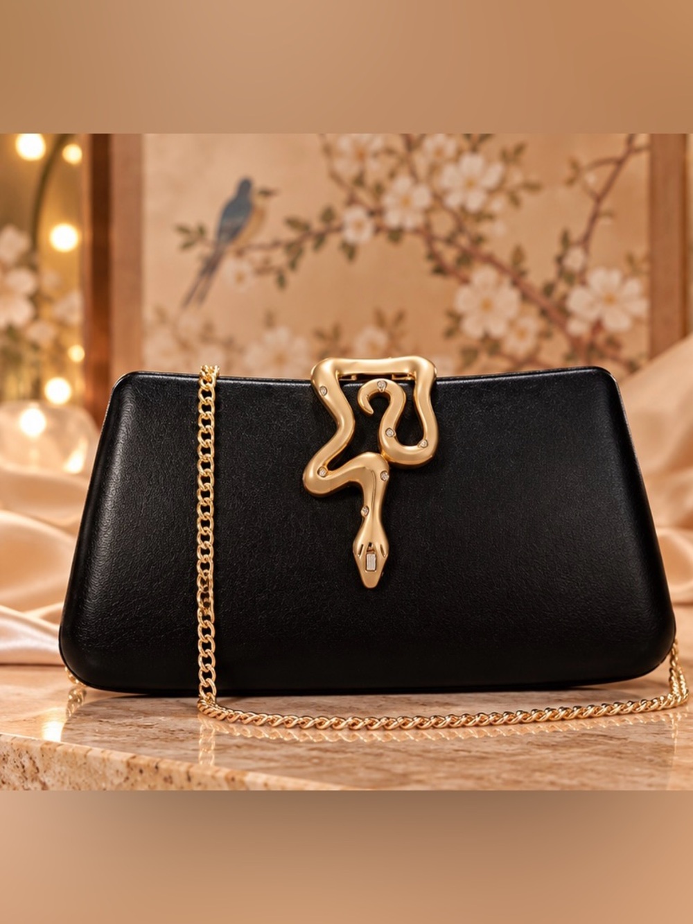 Black Sculptural Gold Clutch | Statement Evening Bag Fifi’s Closet |
